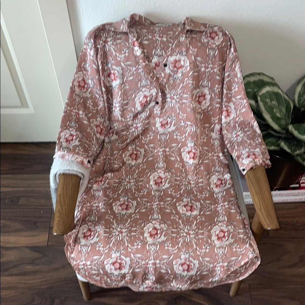 Floral Pink Button-Up Dress